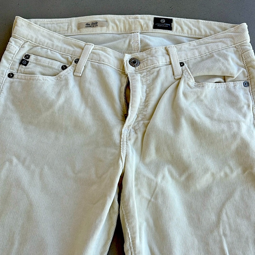 White corduroy skinny pants